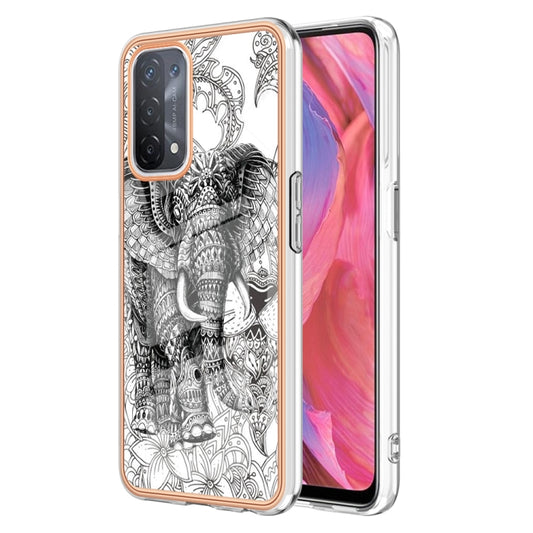 For OPPO A74 / A93 5G / A54 5G / A93s 5G Electroplating Marble Dual-side IMD Phone Case(Totem Elephant) - OPPO Cases by PMC Jewellery | Online Shopping South Africa | PMC Jewellery | Buy Now Pay Later Mobicred