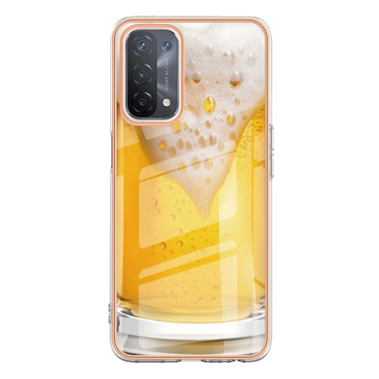For OPPO A74 / A93 5G / A54 5G / A93s 5G Electroplating Marble Dual-side IMD Phone Case(Draft Beer) - OPPO Cases by PMC Jewellery | Online Shopping South Africa | PMC Jewellery | Buy Now Pay Later Mobicred