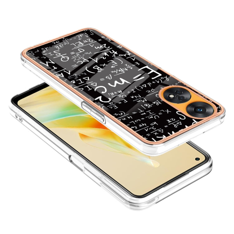 For OPPO Reno8 T 4G Electroplating Marble Dual-side IMD Phone Case(Equation) - OPPO Cases by PMC Jewellery | Online Shopping South Africa | PMC Jewellery | Buy Now Pay Later Mobicred