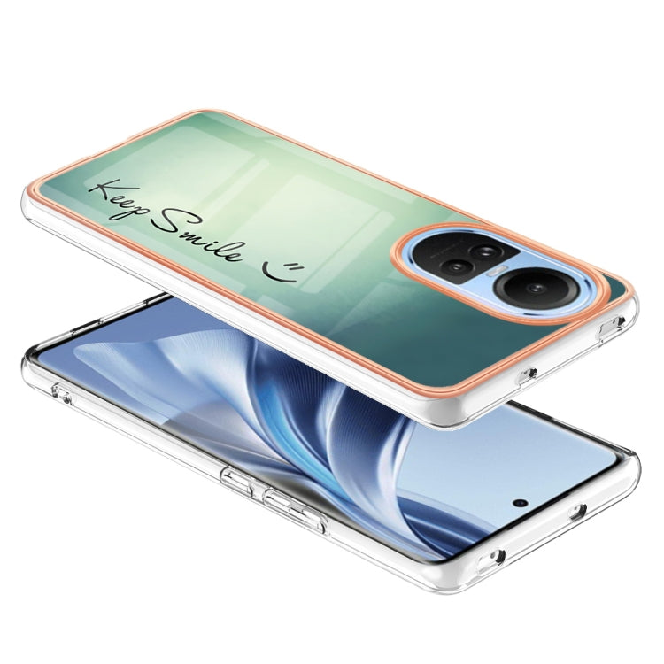 For OPPO Reno10 5G Global Electroplating Marble Dual-side IMD Phone Case(Smile) - OPPO Cases by PMC Jewellery | Online Shopping South Africa | PMC Jewellery | Buy Now Pay Later Mobicred