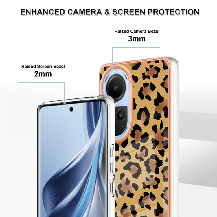 For OPPO Reno10 5G Global Electroplating Marble Dual-side IMD Phone Case(Leopard Print) - OPPO Cases by PMC TechLife | Online Shopping South Africa | PMC TechLife | Buy Now Pay Later Mobicred