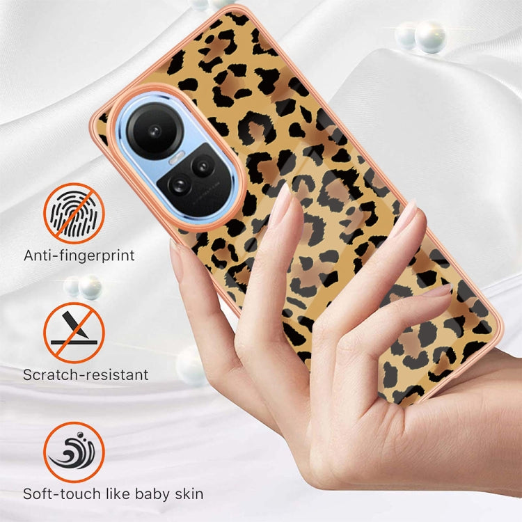 For OPPO Reno10 5G Global Electroplating Marble Dual-side IMD Phone Case(Leopard Print) - OPPO Cases by PMC TechLife | Online Shopping South Africa | PMC TechLife | Buy Now Pay Later Mobicred