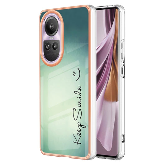 For OPPO Reno10 Pro 5G Global Electroplating Marble Dual-side IMD Phone Case(Smile) - OPPO Cases by PMC Jewellery | Online Shopping South Africa | PMC Jewellery | Buy Now Pay Later Mobicred