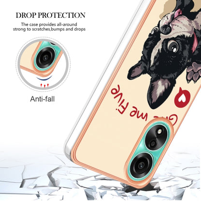 For OPPO A78 4G Electroplating Marble Dual-side IMD Phone Case(Lucky Dog) - OPPO Cases by PMC Jewellery | Online Shopping South Africa | PMC Jewellery | Buy Now Pay Later Mobicred