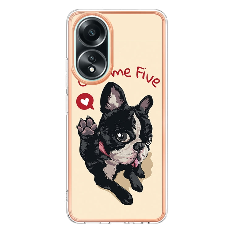 For OPPO A58 4G Electroplating Marble Dual-side IMD Phone Case(Lucky Dog) - OPPO Cases by PMC Jewellery | Online Shopping South Africa | PMC Jewellery | Buy Now Pay Later Mobicred