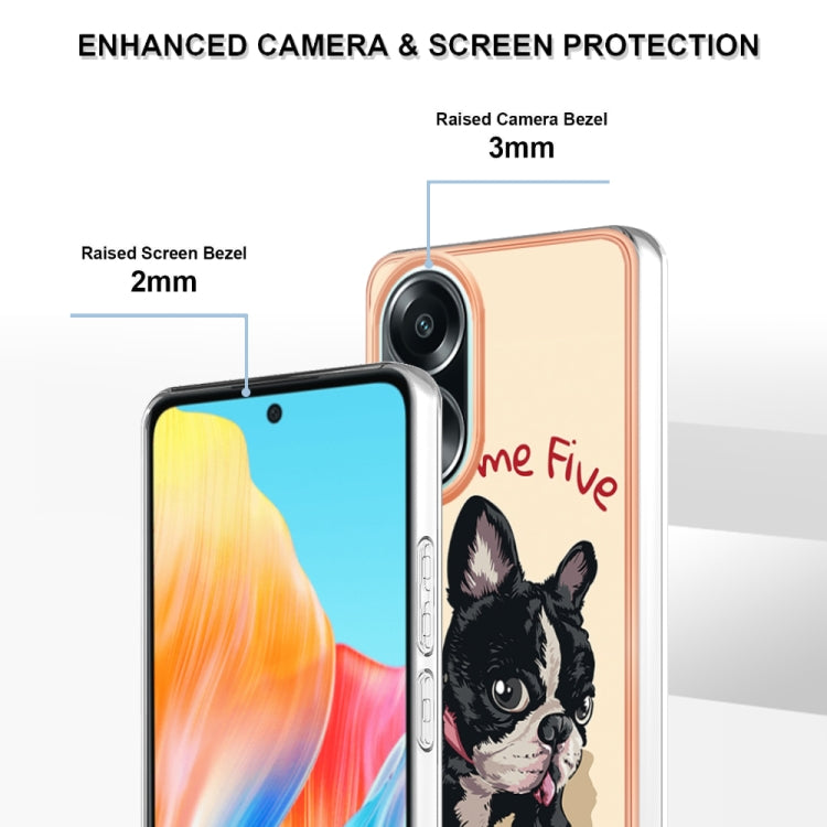 For OPPO A58 4G Electroplating Marble Dual-side IMD Phone Case(Lucky Dog) - OPPO Cases by PMC Jewellery | Online Shopping South Africa | PMC Jewellery | Buy Now Pay Later Mobicred