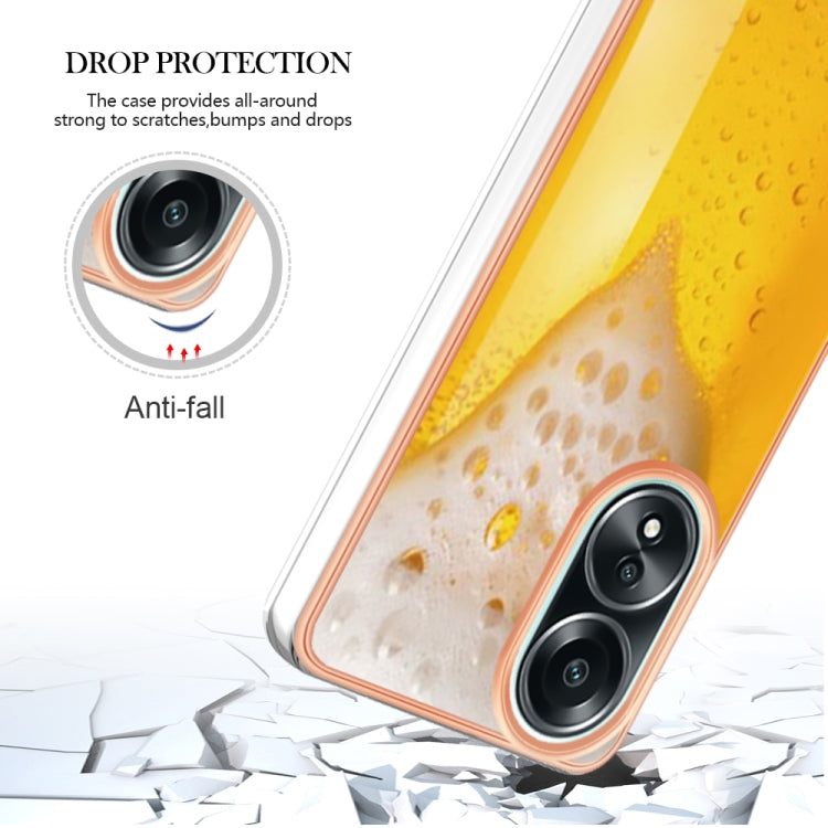 For OPPO A58 4G Electroplating Marble Dual-side IMD Phone Case(Draft Beer) - OPPO Cases by PMC Jewellery | Online Shopping South Africa | PMC Jewellery | Buy Now Pay Later Mobicred