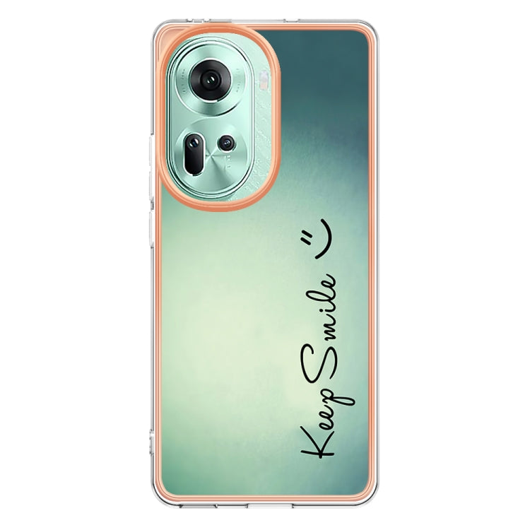 For OPPO Reno11 5G Global Electroplating Marble Dual-side IMD Phone Case(Smile) - Reno11 Cases by PMC Jewellery | Online Shopping South Africa | PMC Jewellery | Buy Now Pay Later Mobicred