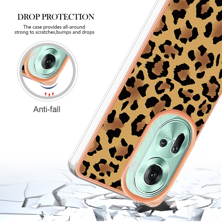 For OPPO Reno11 5G Global Electroplating Marble Dual-side IMD Phone Case(Leopard Print) - Reno11 Cases by PMC Jewellery | Online Shopping South Africa | PMC Jewellery | Buy Now Pay Later Mobicred