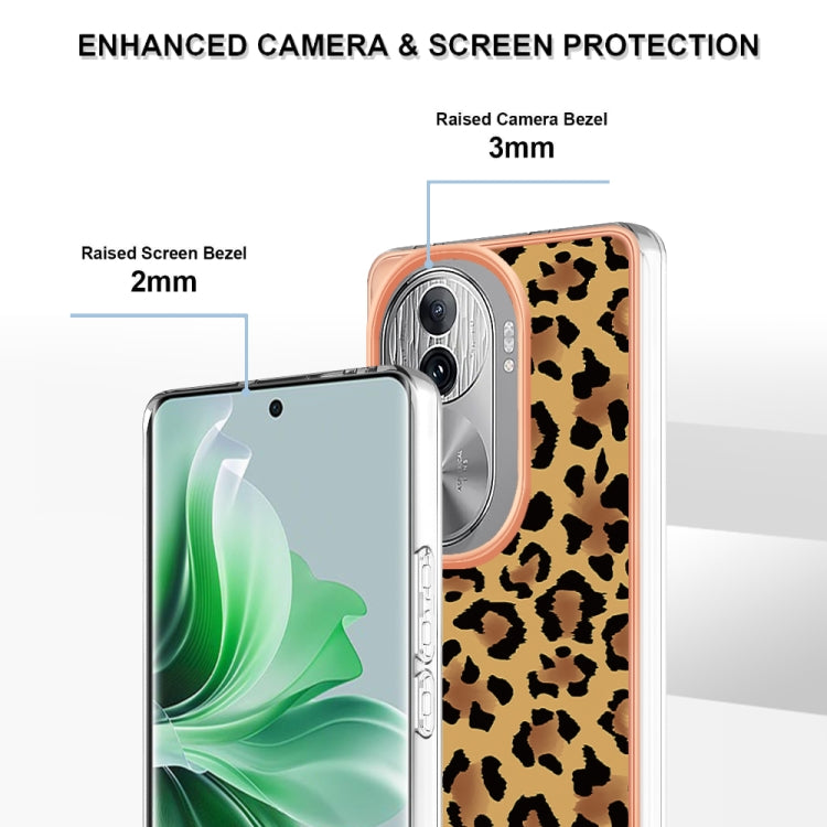 For OPPO Reno11 Pro 5G Global Electroplating Marble Dual-side IMD Phone Case(Leopard Print) - Reno11 Pro Cases by PMC Jewellery | Online Shopping South Africa | PMC Jewellery | Buy Now Pay Later Mobicred