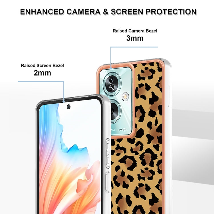 For OPPO A79 5G Global Electroplating Marble Dual-side IMD Phone Case(Leopard Print) - OPPO Cases by PMC Jewellery | Online Shopping South Africa | PMC Jewellery | Buy Now Pay Later Mobicred