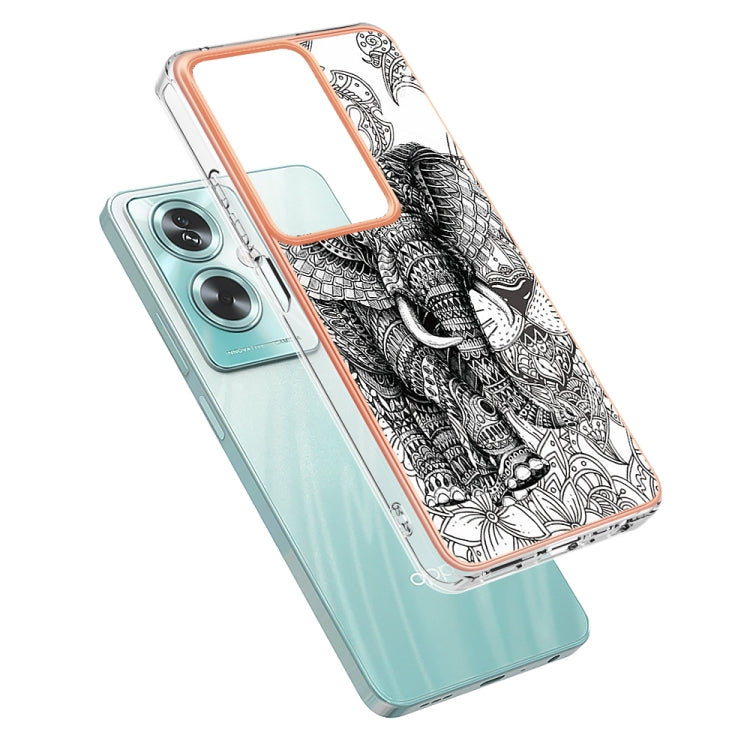 For OPPO A79 5G Global Electroplating Marble Dual-side IMD Phone Case(Totem Elephant) - OPPO Cases by PMC Jewellery | Online Shopping South Africa | PMC Jewellery | Buy Now Pay Later Mobicred