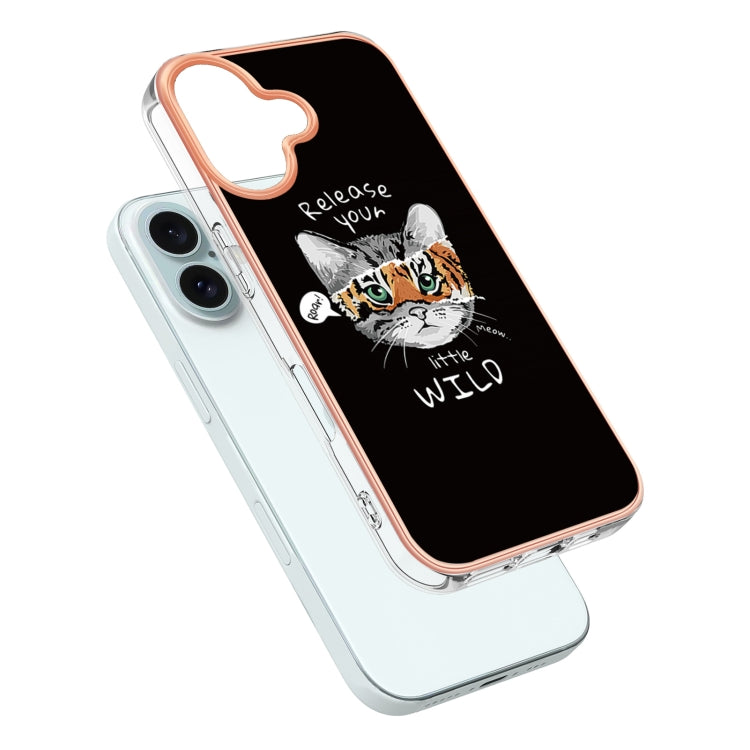 For iPhone 16 Electroplating Marble Dual-side IMD Phone Case(Natural Growth) - iPhone 16 Cases by PMC TechLife | Online Shopping South Africa | PMC TechLife | Buy Now Pay Later Mobicred