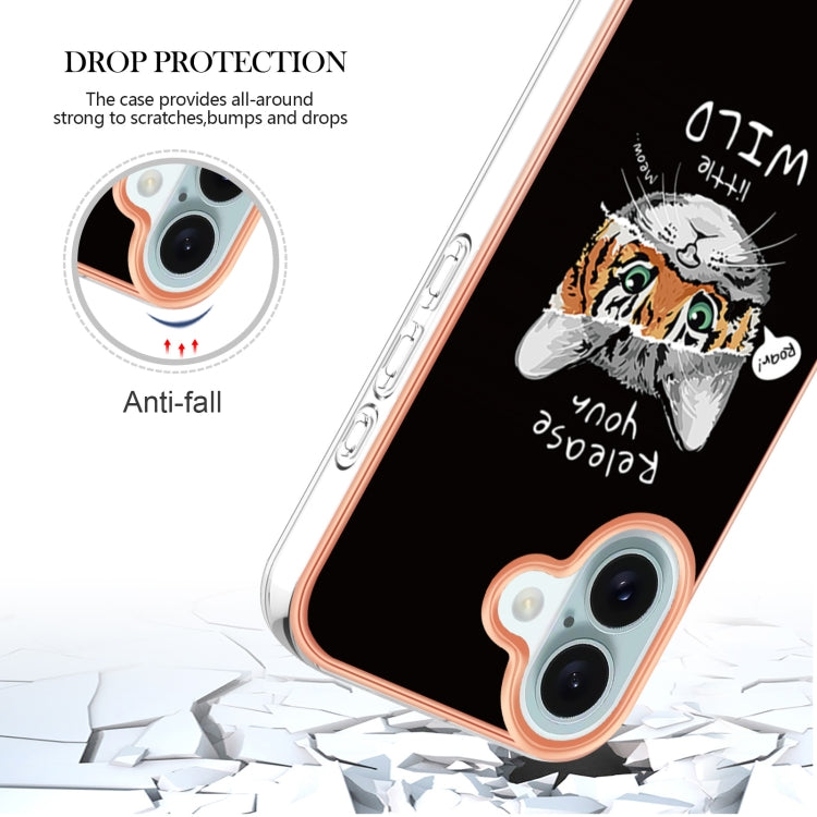 For iPhone 16 Electroplating Marble Dual-side IMD Phone Case(Natural Growth) - iPhone 16 Cases by PMC TechLife | Online Shopping South Africa | PMC TechLife | Buy Now Pay Later Mobicred