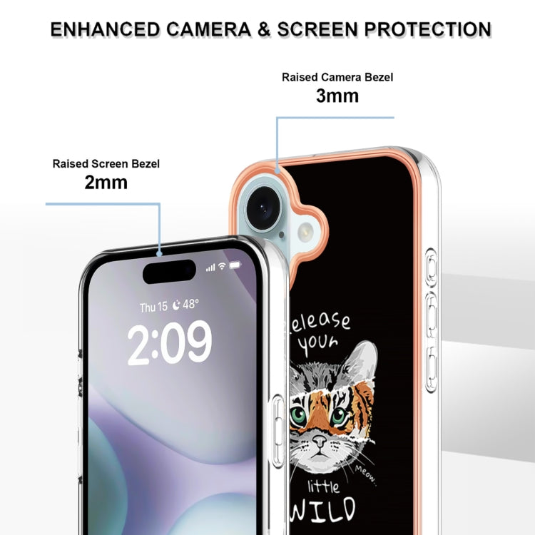 For iPhone 16 Electroplating Marble Dual-side IMD Phone Case(Natural Growth) - iPhone 16 Cases by PMC TechLife | Online Shopping South Africa | PMC TechLife | Buy Now Pay Later Mobicred