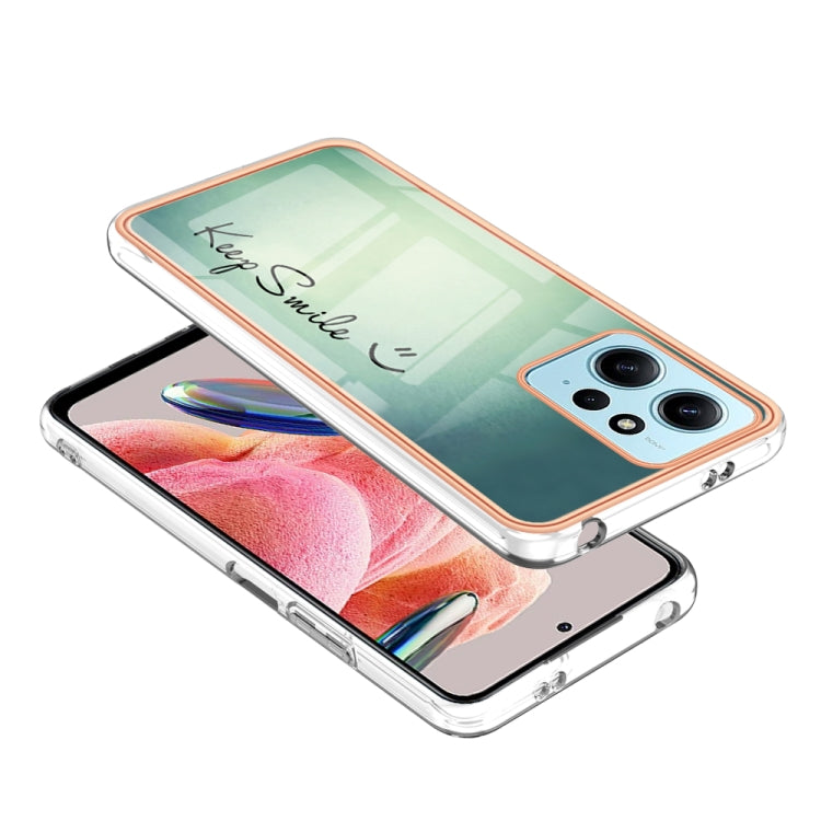 For Xiaomi Redmi Note 12 4G Electroplating Marble Dual-side IMD Phone Case(Smile) - Xiaomi Cases by PMC TechLife | Online Shopping South Africa | PMC TechLife | Buy Now Pay Later Mobicred