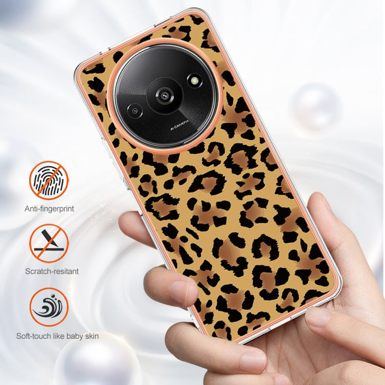 For Xiaomi Redmi A3 Electroplating Marble Dual-side IMD Phone Case(Leopard Print) - Xiaomi Cases by PMC Jewellery | Online Shopping South Africa | PMC Jewellery | Buy Now Pay Later Mobicred