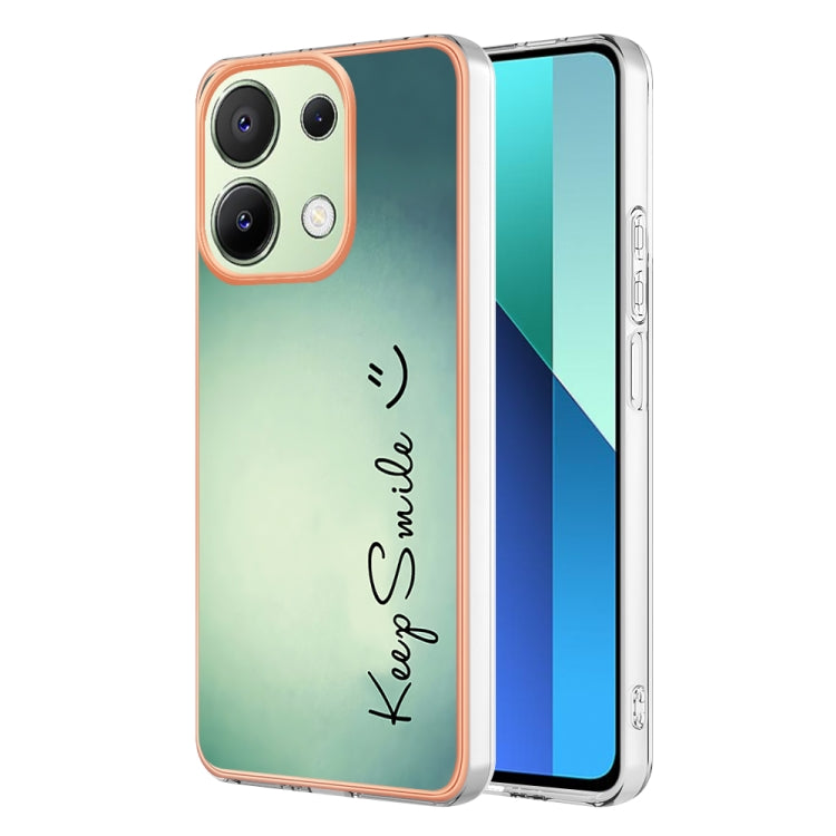 For Xiaomi Redmi Note 13 4G Global Electroplating Marble Dual-side IMD Phone Case(Smile) - Note 13 Cases by PMC Jewellery | Online Shopping South Africa | PMC Jewellery | Buy Now Pay Later Mobicred