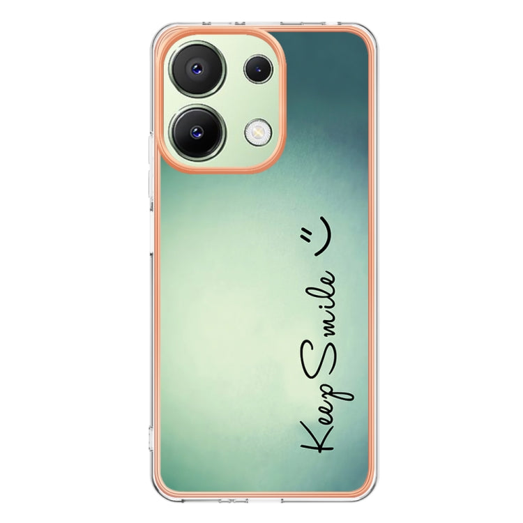 For Xiaomi Redmi Note 13 4G Global Electroplating Marble Dual-side IMD Phone Case(Smile) - Note 13 Cases by PMC Jewellery | Online Shopping South Africa | PMC Jewellery | Buy Now Pay Later Mobicred