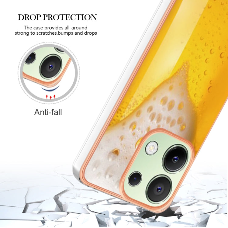 For Xiaomi Redmi Note 13 4G Global Electroplating Marble Dual-side IMD Phone Case(Draft Beer) - Note 13 Cases by PMC Jewellery | Online Shopping South Africa | PMC Jewellery | Buy Now Pay Later Mobicred