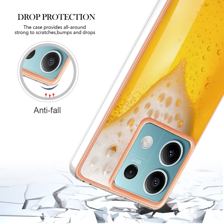 For Xiaomi Redmi Note 13 5G Electroplating Marble Dual-side IMD Phone Case(Draft Beer) - Note 13 Cases by PMC Jewellery | Online Shopping South Africa | PMC Jewellery | Buy Now Pay Later Mobicred