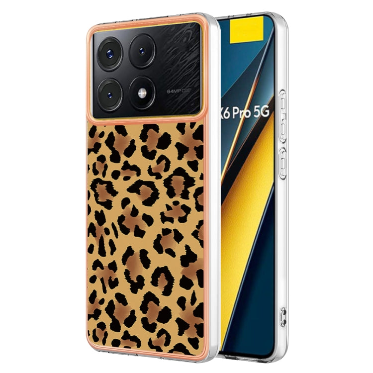 For Xiaomi Poco X6 Pro / Redmi K70E Electroplating Marble Dual-side IMD Phone Case(Leopard Print) - K70E Cases by PMC Jewellery | Online Shopping South Africa | PMC Jewellery | Buy Now Pay Later Mobicred