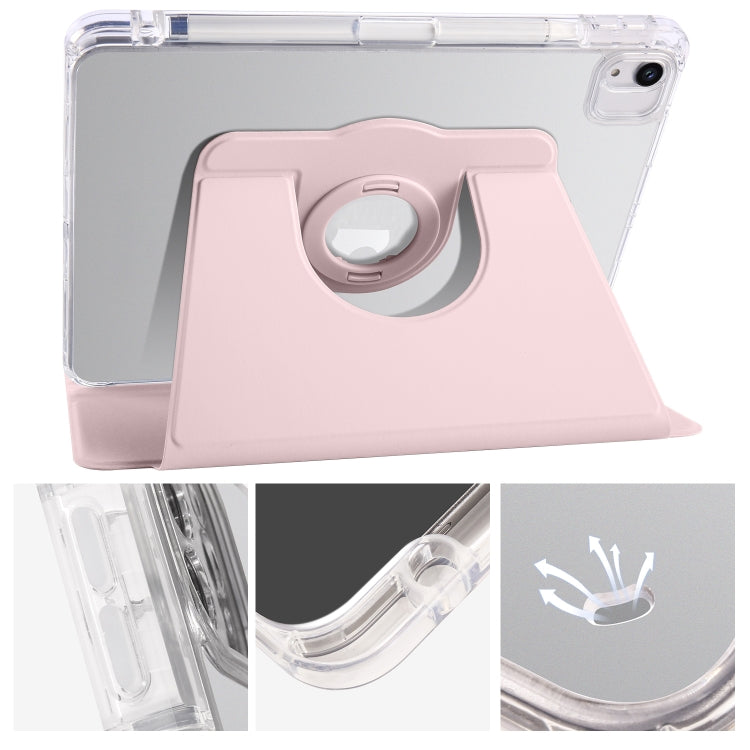 For iPad Air 11 2024 Clear Acrylic 360 Rotation Detachable Leather Tablet Case(Pink) - iPad Air 11 2024 Cases by PMC Jewellery | Online Shopping South Africa | PMC Jewellery | Buy Now Pay Later Mobicred