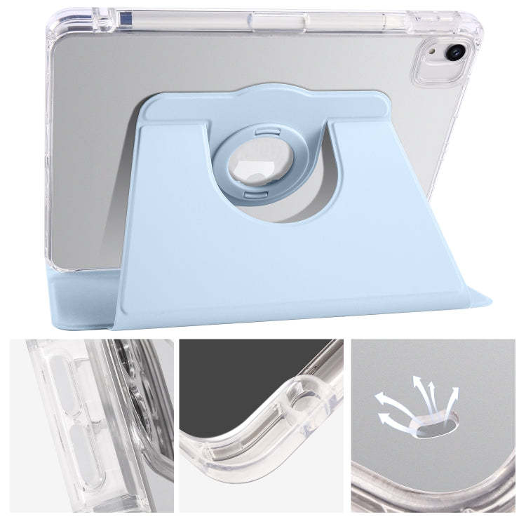 For iPad Air 13 2024 Clear Acrylic 360 Rotation Detachable Leather Tablet Case(Ice Blue) - iPad Air 13 2024 Cases by PMC Jewellery | Online Shopping South Africa | PMC Jewellery | Buy Now Pay Later Mobicred