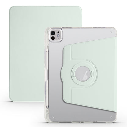 For iPad Pro 11 2024 Clear Acrylic 360 Rotation Detachable Leather Tablet Case(Light Green) - iPad Pro 11 2024 Cases by PMC Jewellery | Online Shopping South Africa | PMC Jewellery | Buy Now Pay Later Mobicred