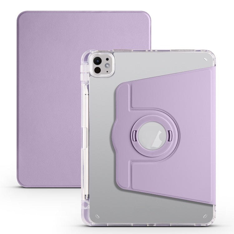 For iPad Pro 11 2024 Clear Acrylic 360 Rotation Detachable Leather Tablet Case(Light Purple) - iPad Pro 11 2024 Cases by PMC Jewellery | Online Shopping South Africa | PMC Jewellery | Buy Now Pay Later Mobicred