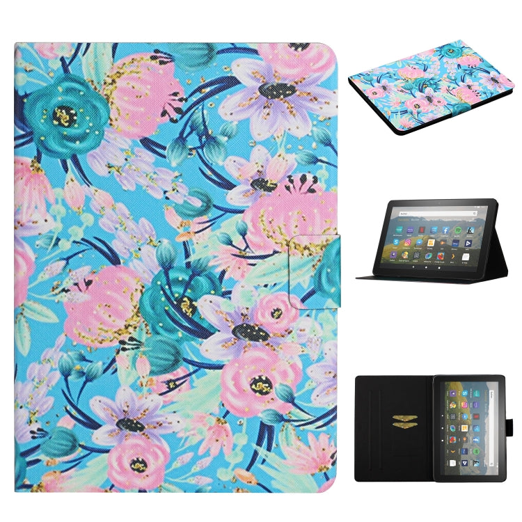 For Amazon Kindle Fire Max 11 Colored Drawing Flower Smart Leather Tablet Case(Pink Flower) - Amazon by PMC TechLife | Online Shopping South Africa | PMC TechLife | Buy Now Pay Later Mobicred