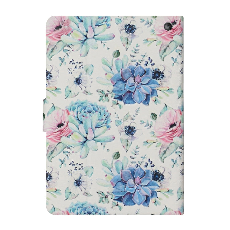 For Amazon Kindle Fire Max 11 Colored Drawing Flower Smart Leather Tablet Case(Blue Folower) - Amazon by PMC TechLife | Online Shopping South Africa | PMC TechLife | Buy Now Pay Later Mobicred
