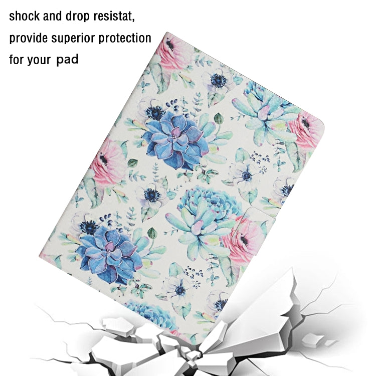 For Amazon Kindle Fire Max 11 Colored Drawing Flower Smart Leather Tablet Case(Blue Folower) - Amazon by PMC TechLife | Online Shopping South Africa | PMC TechLife | Buy Now Pay Later Mobicred