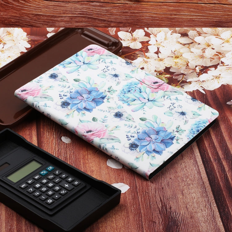 For Amazon Kindle Fire Max 11 Colored Drawing Flower Smart Leather Tablet Case(Blue Folower) - Amazon by PMC TechLife | Online Shopping South Africa | PMC TechLife | Buy Now Pay Later Mobicred