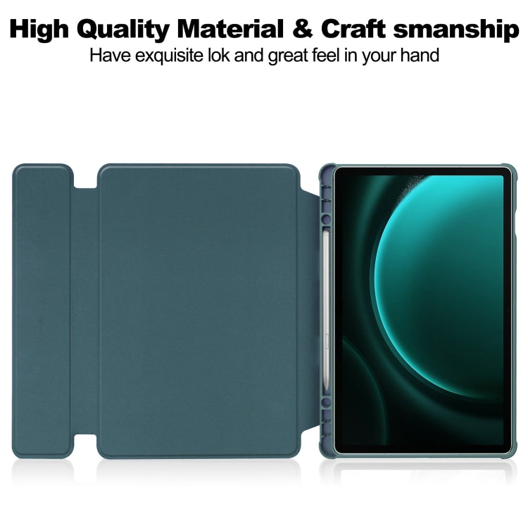 For Samsung Galaxy Tab S9 FE+ / S10+ 360 Rotation Transparent Smart Leather Case with Keyboard(Dark Green) - Galaxy Tab S9 FE+ by PMC Jewellery | Online Shopping South Africa | PMC Jewellery | Buy Now Pay Later Mobicred