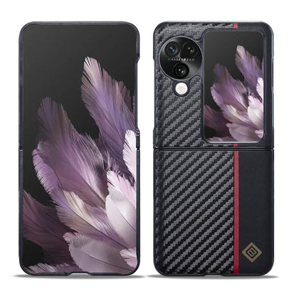 For OPPO Find N3 Flip LC.IMEEKE 3 in 1 Carbon Fiber Texture Shockproof Phone Case(Black) - Find N3 Flip Cases by LC.IMEEKE | Online Shopping South Africa | PMC Jewellery