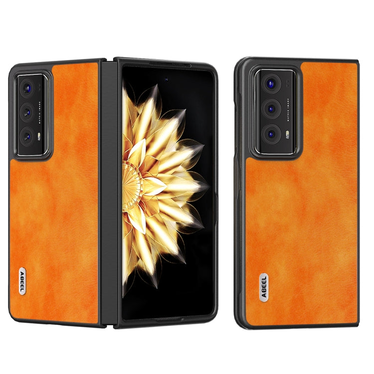 For Honor Magic V2 Dual Color Lichi Texture PU Phone Case(Orange) - Honor Cases by PMC TechLife | Online Shopping South Africa | PMC TechLife