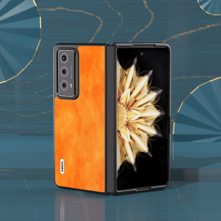 For Honor Magic V2 Dual Color Lichi Texture PU Phone Case(Orange) - Honor Cases by PMC TechLife | Online Shopping South Africa | PMC TechLife