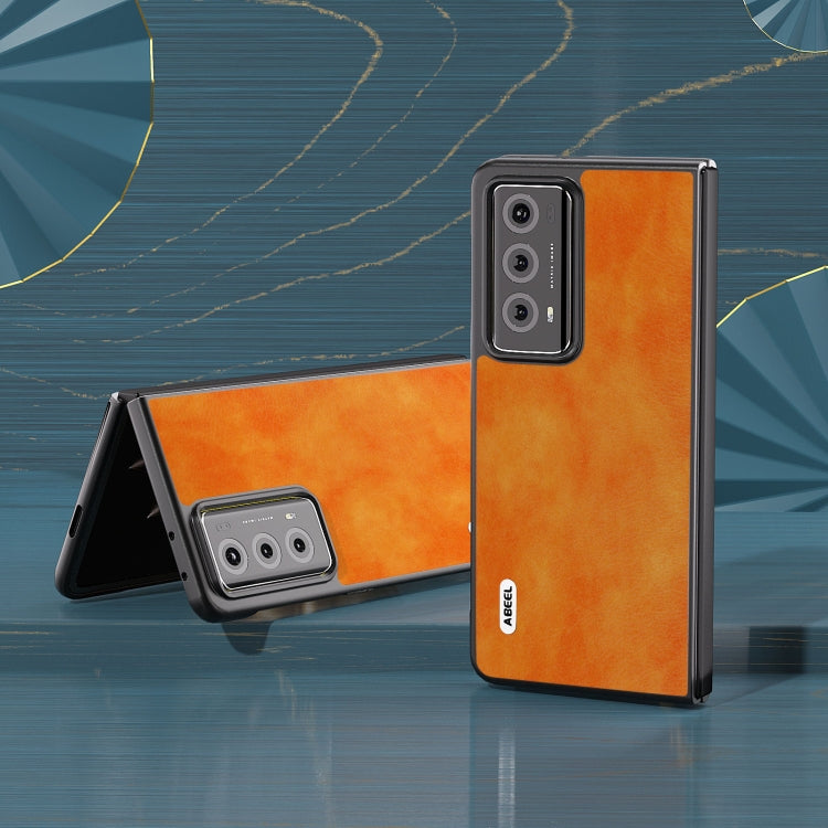 For Honor Magic V2 Dual Color Lichi Texture PU Phone Case(Orange) - Honor Cases by PMC TechLife | Online Shopping South Africa | PMC TechLife