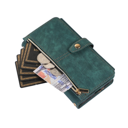 For Google Pixel 7a Dream 9-Card Wallet Zipper Bag Leather Phone Case(Green) - Google Cases by PMC Jewellery | Online Shopping South Africa | PMC Jewellery | Buy Now Pay Later Mobicred