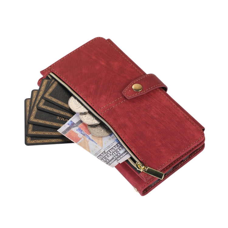 For Google Pixel 7a Dream 9-Card Wallet Zipper Bag Leather Phone Case(Red) - Google Cases by PMC TechLife | Online Shopping South Africa | PMC TechLife | Buy Now Pay Later Mobicred