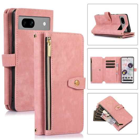 For Google Pixel 7a Dream 9-Card Wallet Zipper Bag Leather Phone Case(Pink) - Google Cases by PMC Jewellery | Online Shopping South Africa | PMC Jewellery | Buy Now Pay Later Mobicred