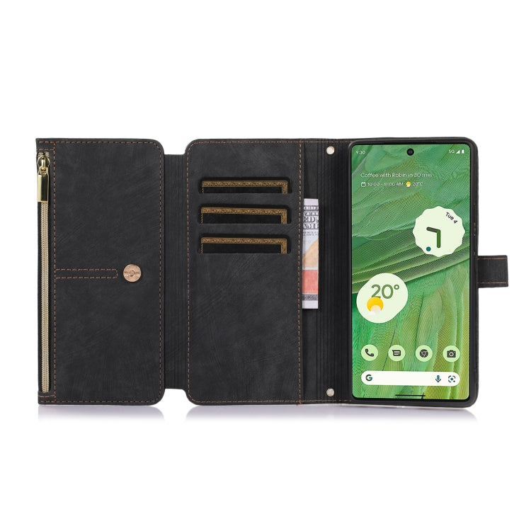 For Google Pixel 7 Dream 9-Card Wallet Zipper Bag Leather Phone Case(Black) - Google Cases by PMC Jewellery | Online Shopping South Africa | PMC Jewellery | Buy Now Pay Later Mobicred