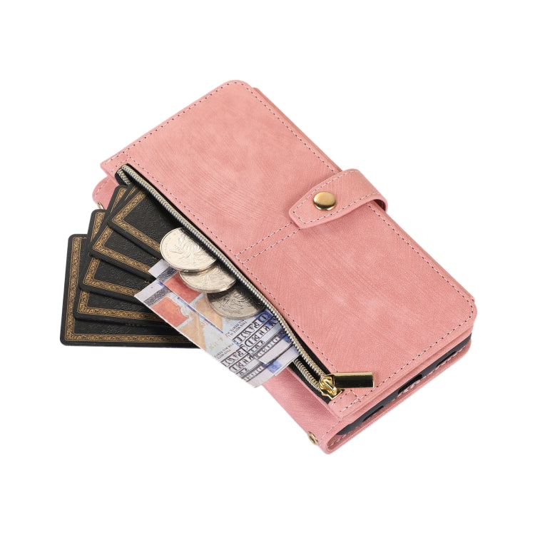 For Google Pixel 6a Dream 9-Card Wallet Zipper Bag Leather Phone Case(Pink) - Google Cases by PMC Jewellery | Online Shopping South Africa | PMC Jewellery | Buy Now Pay Later Mobicred