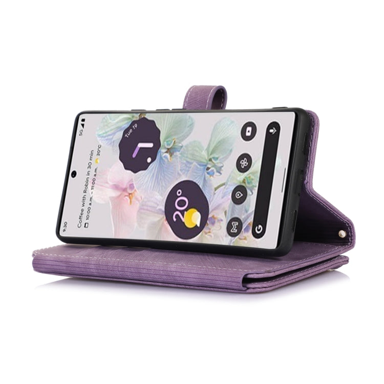 For Google Pixel 6a Dream 9-Card Wallet Zipper Bag Leather Phone Case(Purple) - Google Cases by PMC Jewellery | Online Shopping South Africa | PMC Jewellery | Buy Now Pay Later Mobicred