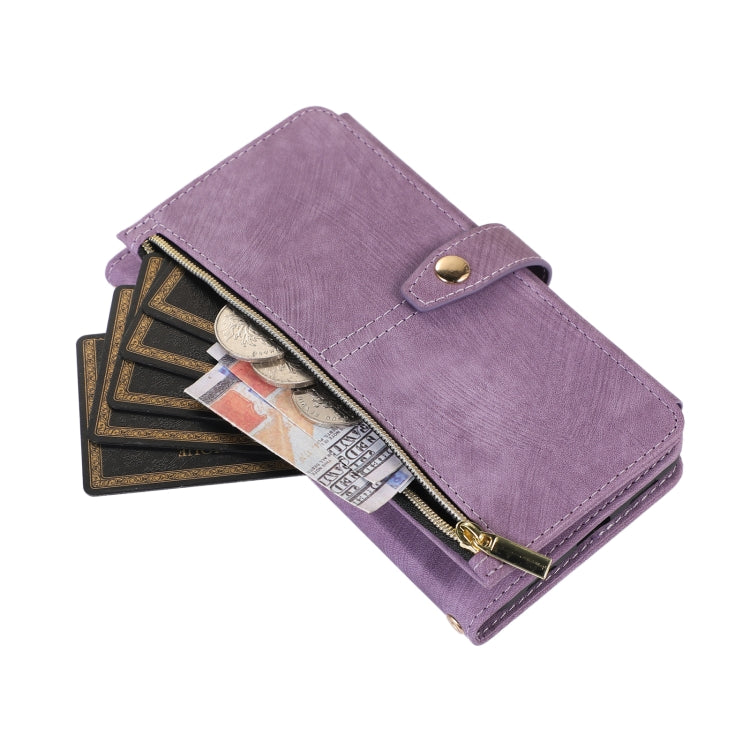 For Google Pixel 6a Dream 9-Card Wallet Zipper Bag Leather Phone Case(Purple) - Google Cases by PMC Jewellery | Online Shopping South Africa | PMC Jewellery | Buy Now Pay Later Mobicred