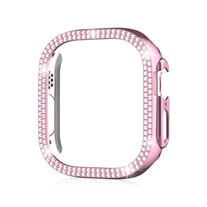 For Apple Watch Ultra 2 / Ultra 49mm Double Row Diamond Hollow PC Watch Case(Pink) - Watch Cases by PMC Jewellery | Online Shopping South Africa | PMC Jewellery