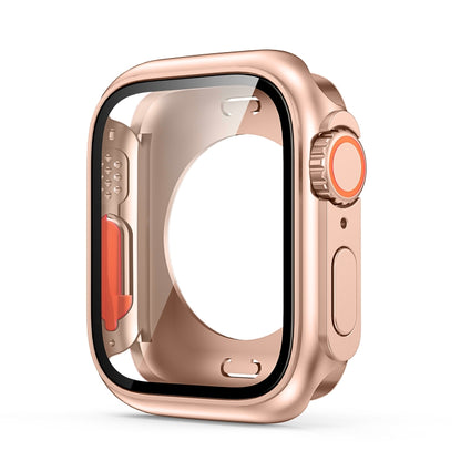 For Apple Watch Series 9 / 8 / 7 41mm Change to Ultra 49mm All-Inclusive Film Hybrid PC Watch Case(Rose Gold) - Watch Cases by PMC Jewellery | Online Shopping South Africa | PMC Jewellery | Buy Now Pay Later Mobicred