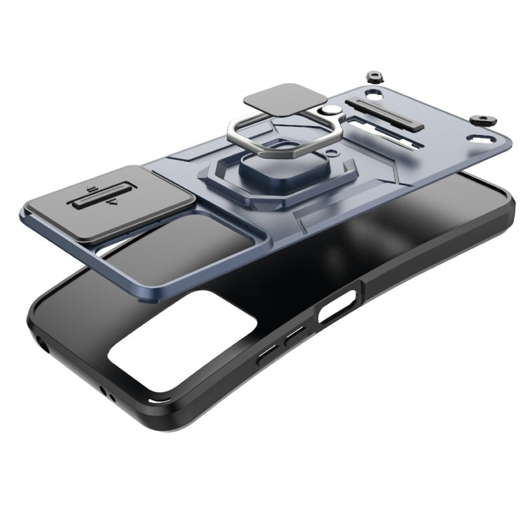 For Xiaomi Redmi Note 12 4G Global Sliding Camshield TPU + PC Shockproof Phone Case with Holder(Purple) - Xiaomi Cases by PMC TechLife | Online Shopping South Africa | PMC TechLife | Buy Now Pay Later Mobicred