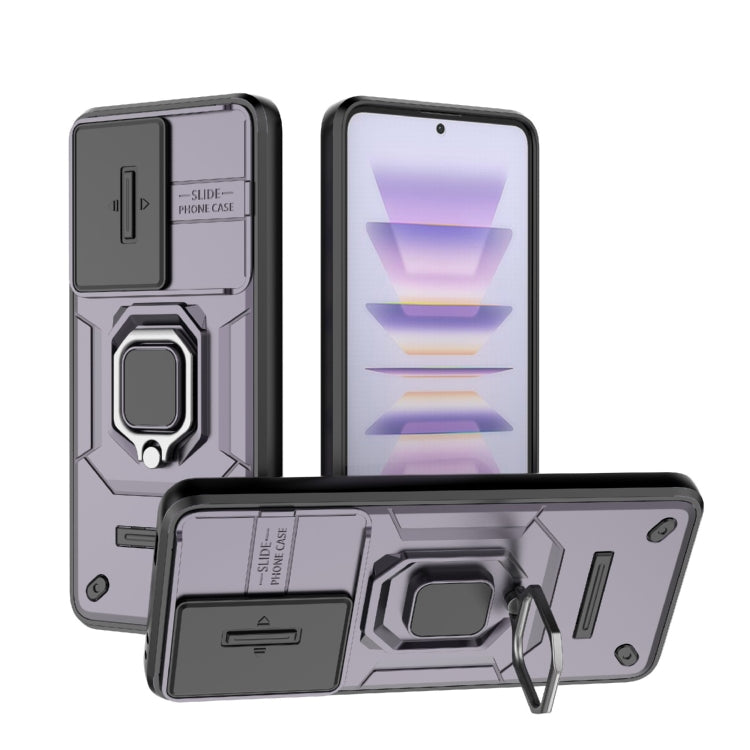 For Xiaomi Redmi K60 5G Sliding Camshield TPU + PC Shockproof Phone Case with Holder(Purple) - Xiaomi Cases by PMC Jewellery | Online Shopping South Africa | PMC Jewellery | Buy Now Pay Later Mobicred